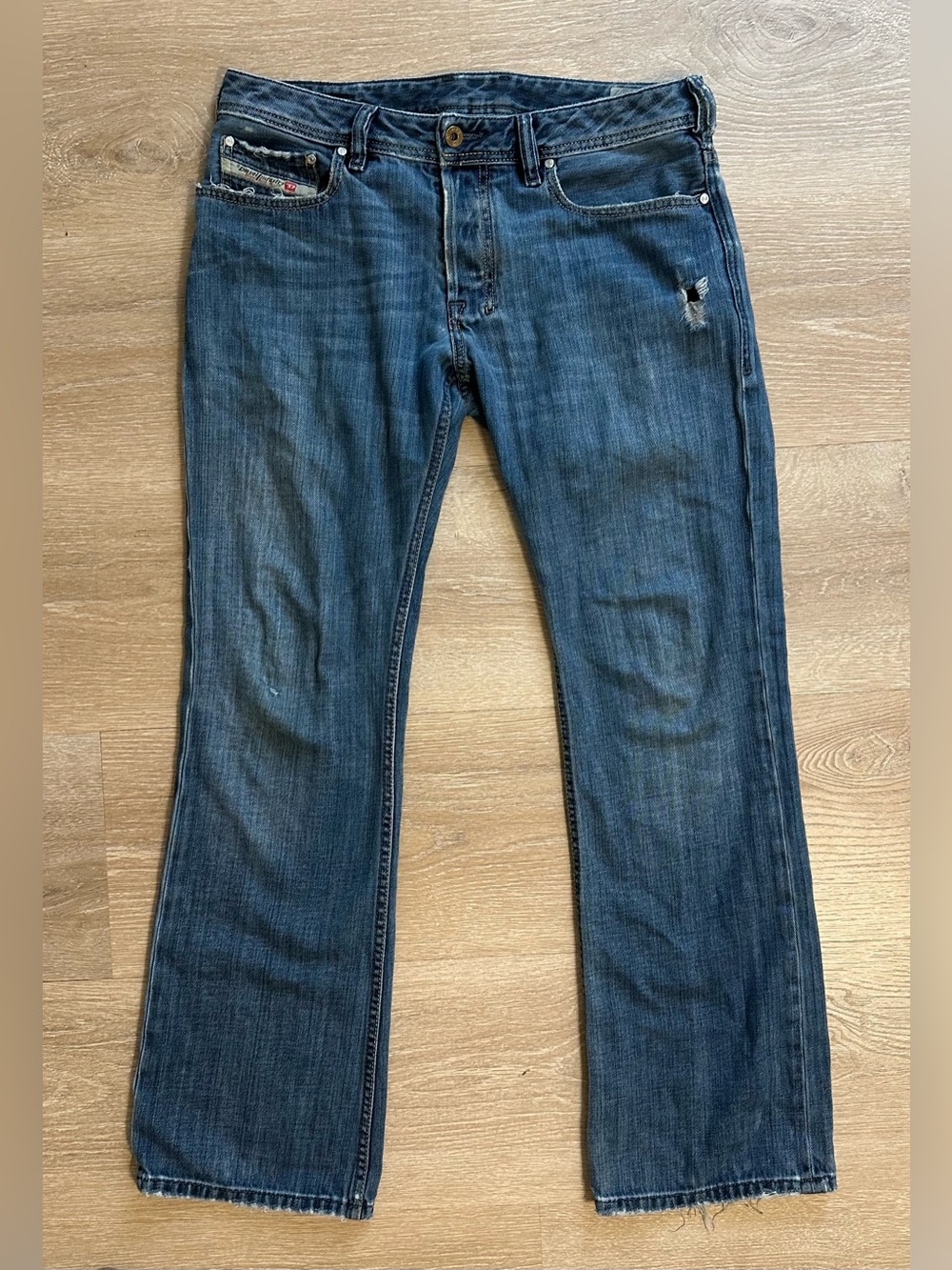 Vintage Diesel Zatiny Jeans Mens 32x32 Made in Italy 2008 Bootcut Blue Distresse